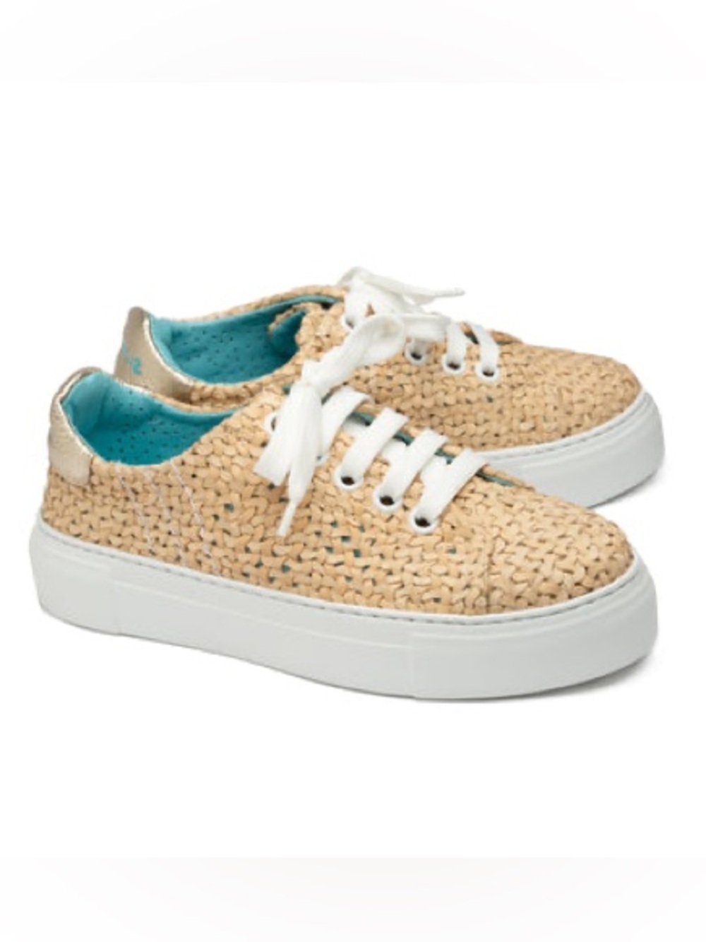 Thierry Rabotin Fifty-12 Woven Leather Platform Beige Lace Up Sneaker NWOB Sz 41